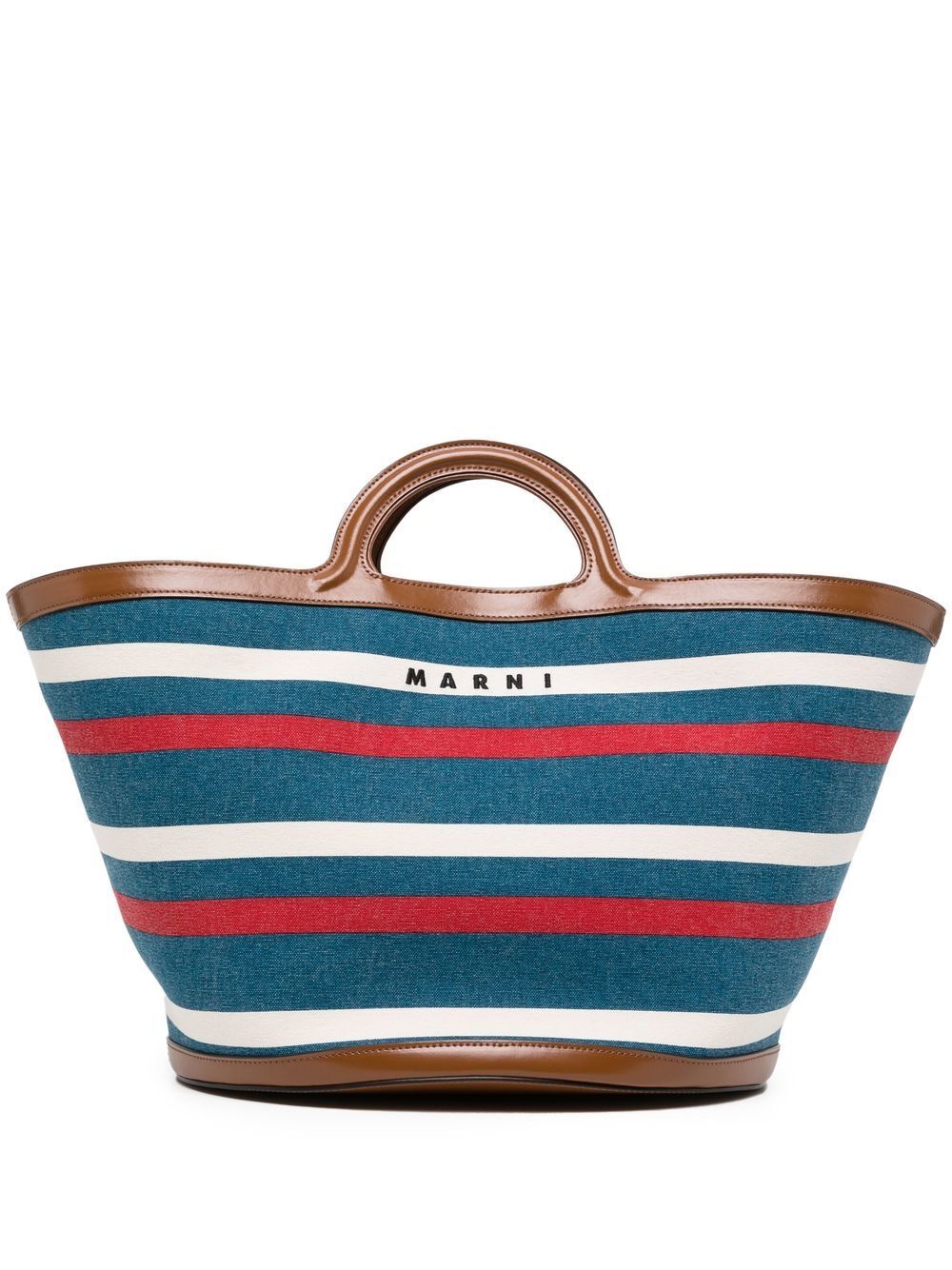 Marni striped top-handle tote bag - Blue