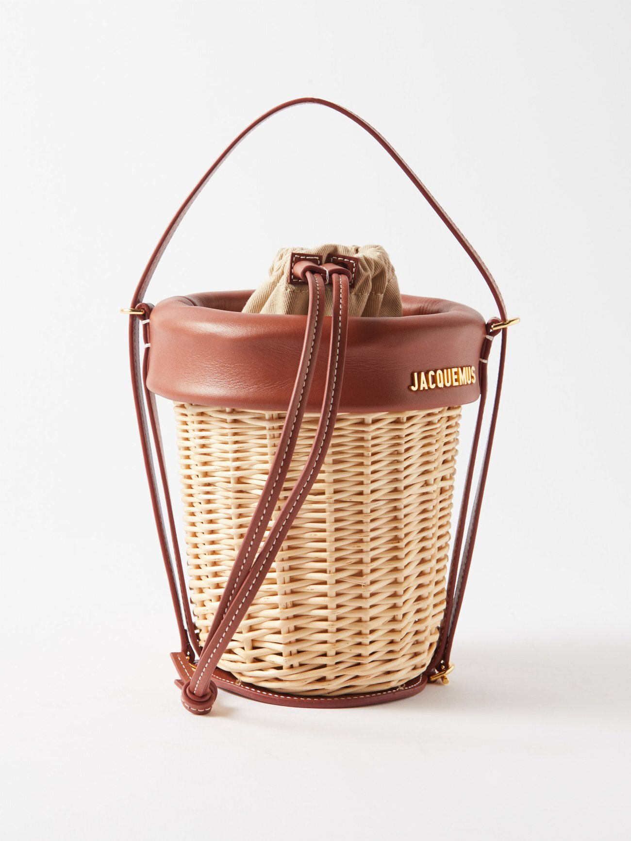 Jacquemus - Seau Faux-raffia And Leather Bucket Bag - Womens - Brown