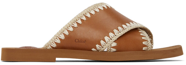 Chloé Chloé Brown Leather Threading Flat Sandals