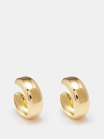 joolz by martha calvo - half round 14kt gold-plated hoop earrings - womens - yellow gold