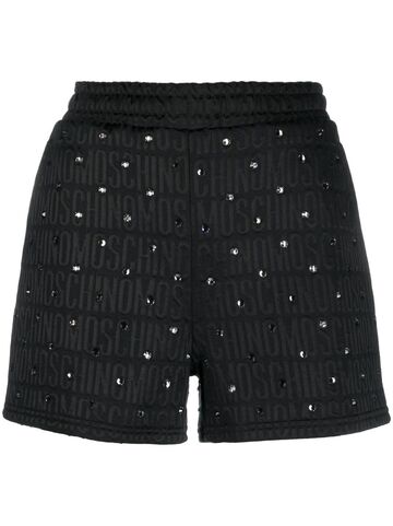 moschino logo-print short shorts - black