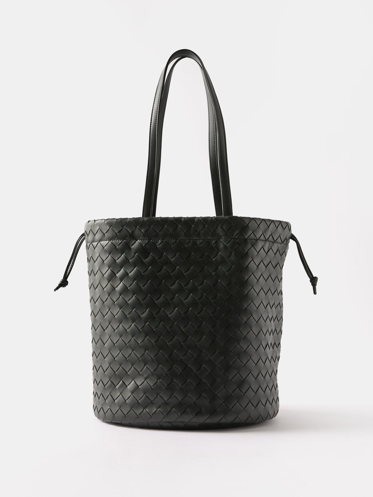 Bottega Veneta - Medium Intrecciato-leather Bucket Shoulder Bag - Womens - Dark Green