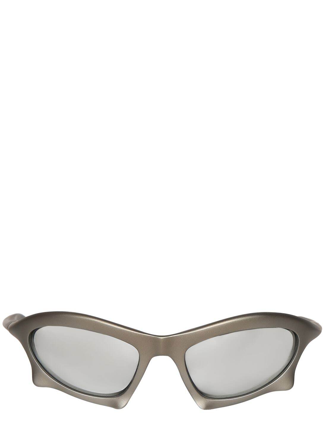 BALENCIAGA 0229s Bat Rectangle Nylon Sunglasses in silver