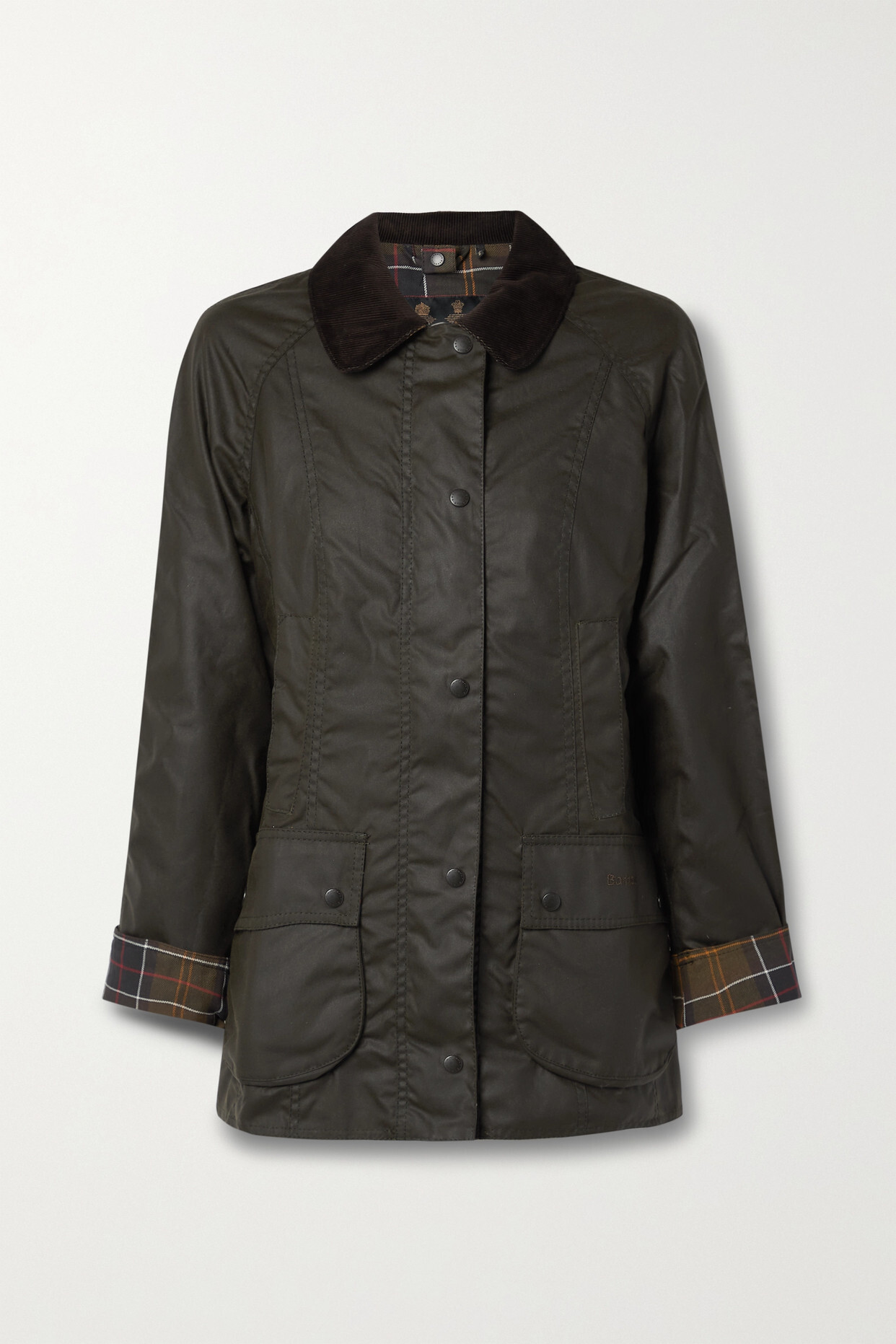 Barbour - Beadnell Corduroy-trimmed Waxed-cotton Jacket - Green