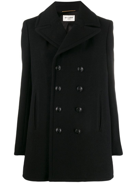 Saint Laurent double-breasted oversized coat in black