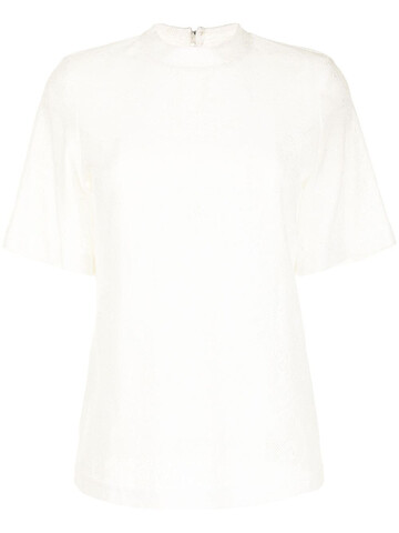 mame kurogouchi curtain lace jacquard t-shirt - white