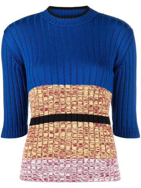 colville ribbed intarsia-knit wool jumper - Blue