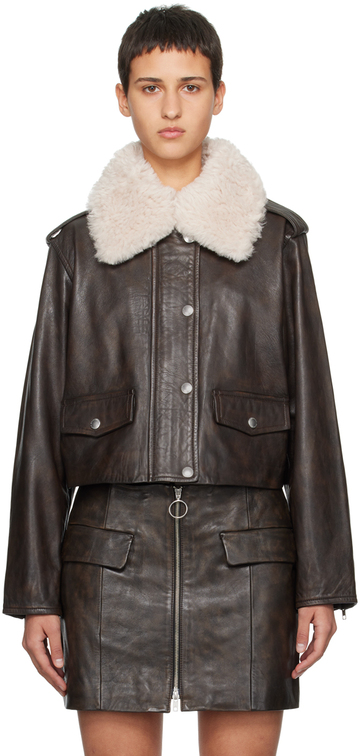 stand studio brown morgan leather jacket