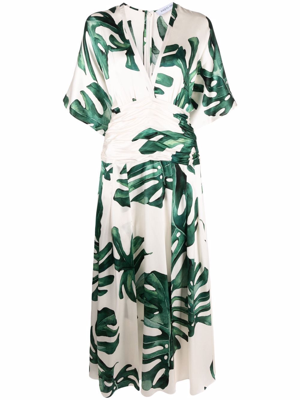 Raquel Diniz leaf-print silk dress - Neutrals