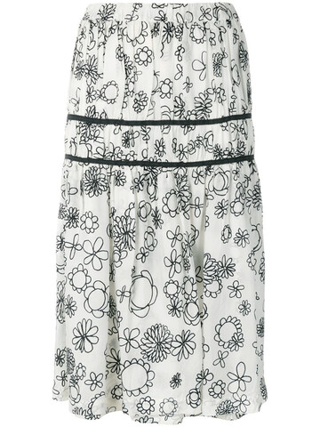 comme des garçons pre-owned floral gathered skirt in white
