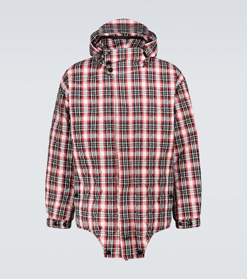 burberry diamond quilted cut-out hem parka in red