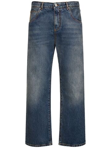 etro easy fit cotton denim jeans in blue