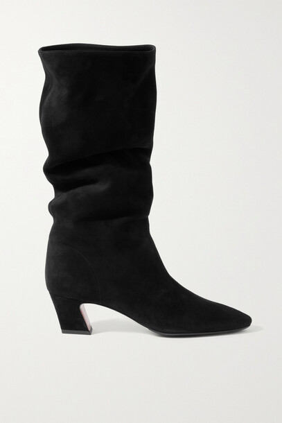 Aquazzura - Valois 50 Suede Knee Boots - Black