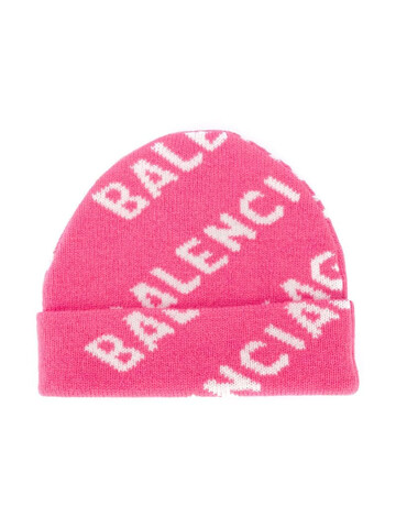 Balenciaga all-over logo beanie in pink