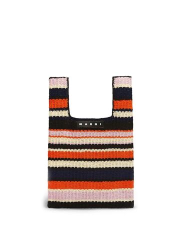 marni market striped crochet tote bag - multicolour