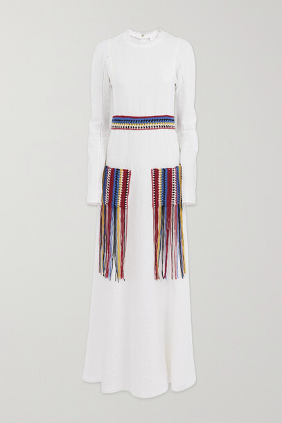 Chloé Chloé - Crochet-trimmed Washed-linen Maxi Dress - White