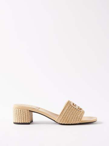 givenchy - 4g-plaque 45 faux raffia sandals - womens - natural