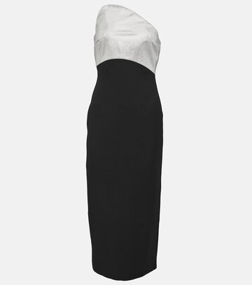 roland mouret embellished wool and silk midi dress in black