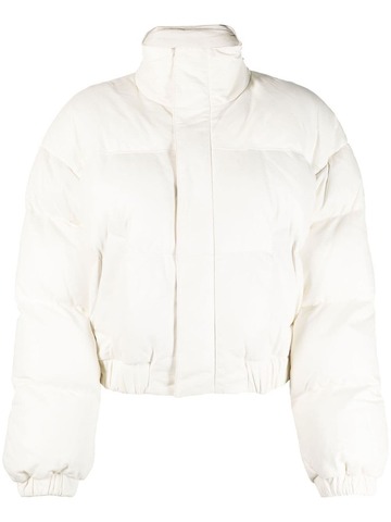 philipp plein gothic plein leather puffer jacket - white