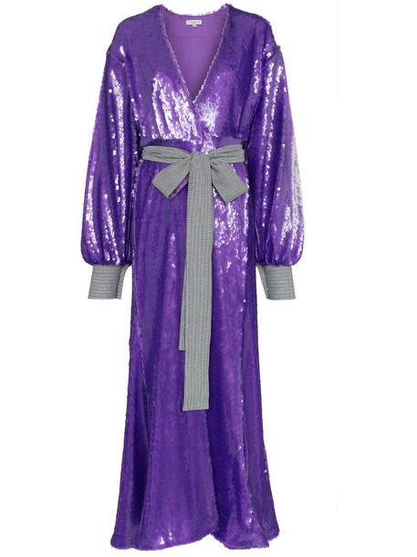 Natasha Zinko sequin embellished maxi robe dress in purple