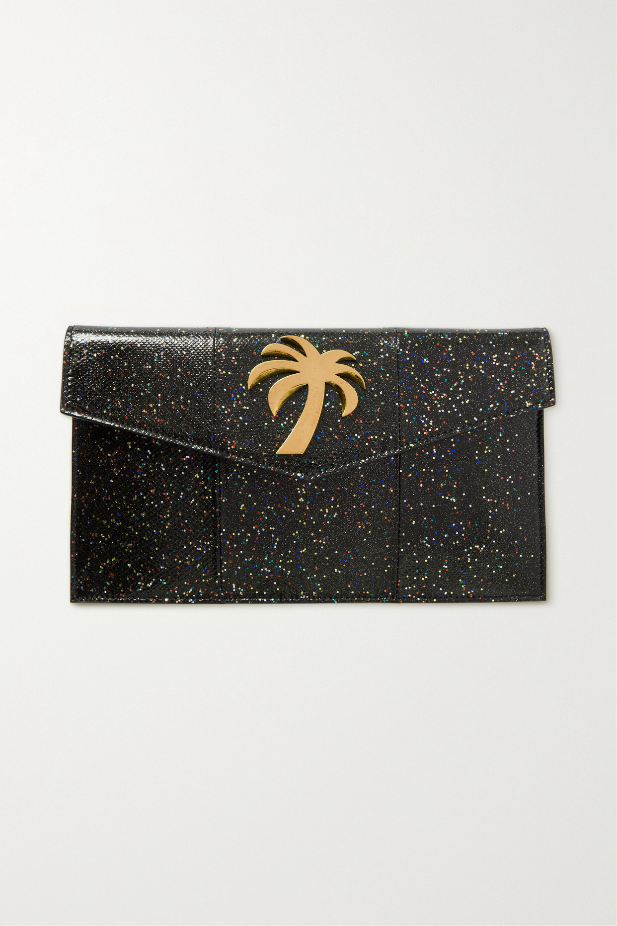 Palm Angels - Palm Beach Glittered Embellished Python Clutch - Black