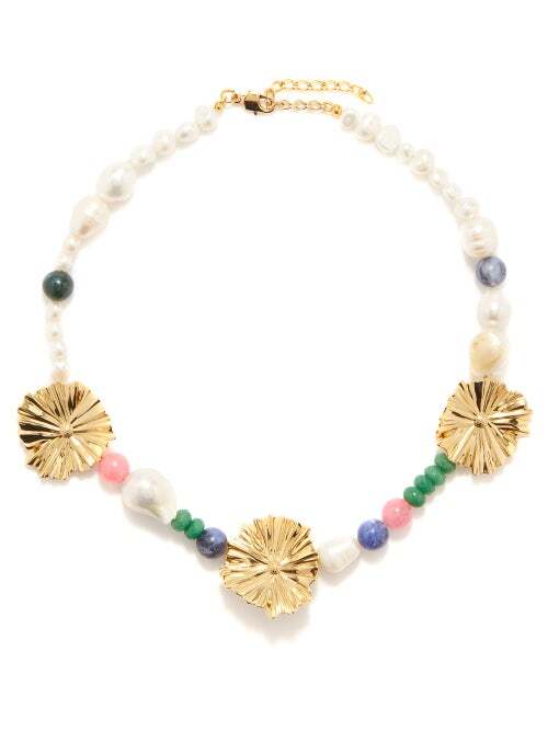 By Alona - Kaia Pearl, Bead & 18kt Gold-plated Necklace - Womens - Gold Multi