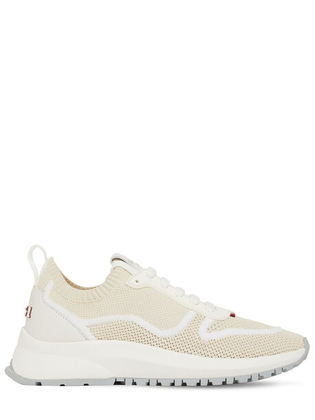 BALLY 30mm Davyn Knit & Leather Sneakers in white / beige