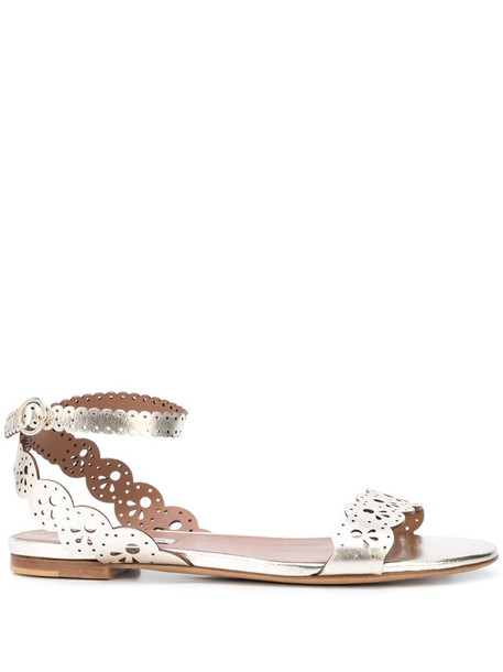Tabitha Simmons metallic lace sandals in gold