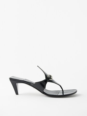 gucci - horsebit leather sandals - womens - black multi