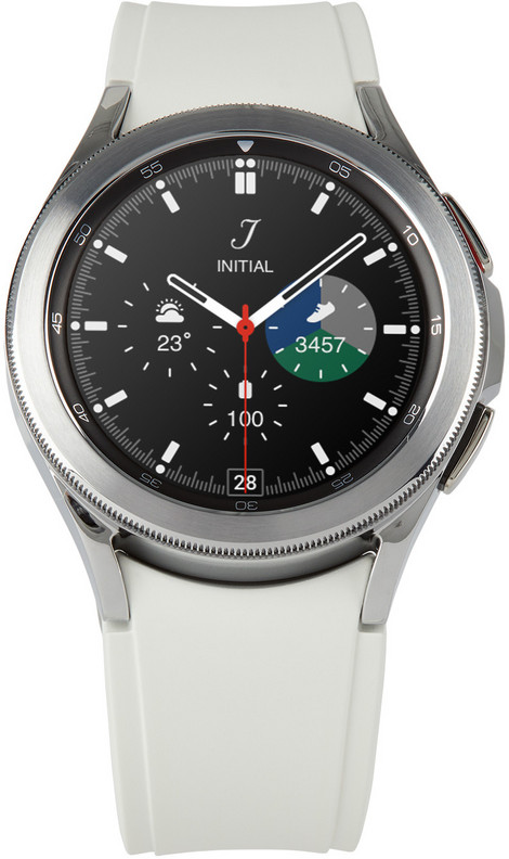 Samsung White Galaxy Watch4 Classic Smart Watch, 42 mm in silver
