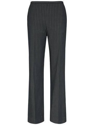 ganni midrise stretch tech pinstripe pants in grey