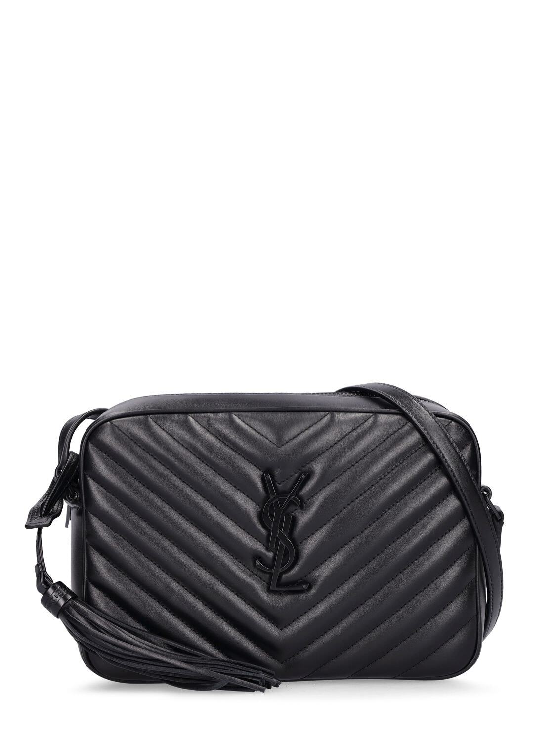 SAINT LAURENT Lou Monogram Leather Camera Bag in black