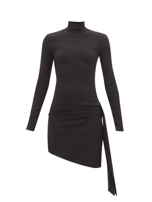 Dolce & Gabbana - High-neck Side-cutout Jersey Mini Dress - Womens - Black