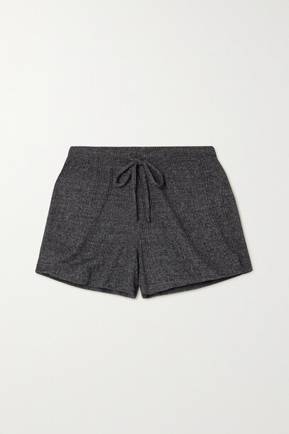 LESET - Mari Ribbed-knit Shorts - Gray