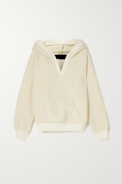 Nili Lotan - Jersey-trimmed Faux Shearling Hoodie - Off-white