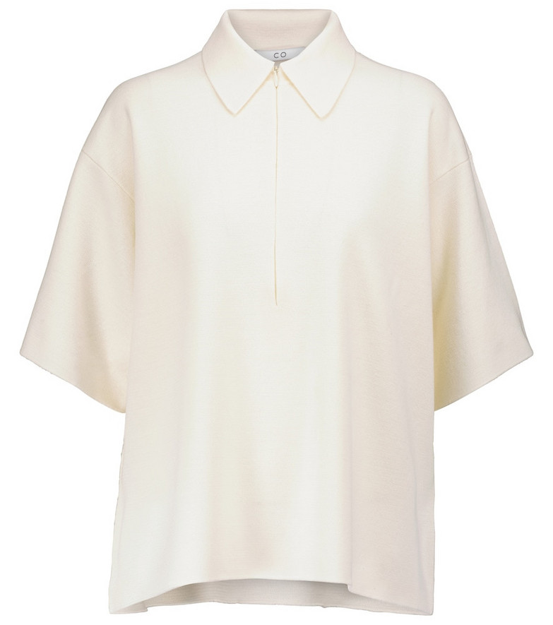 Co Merino wool polo shirt in white