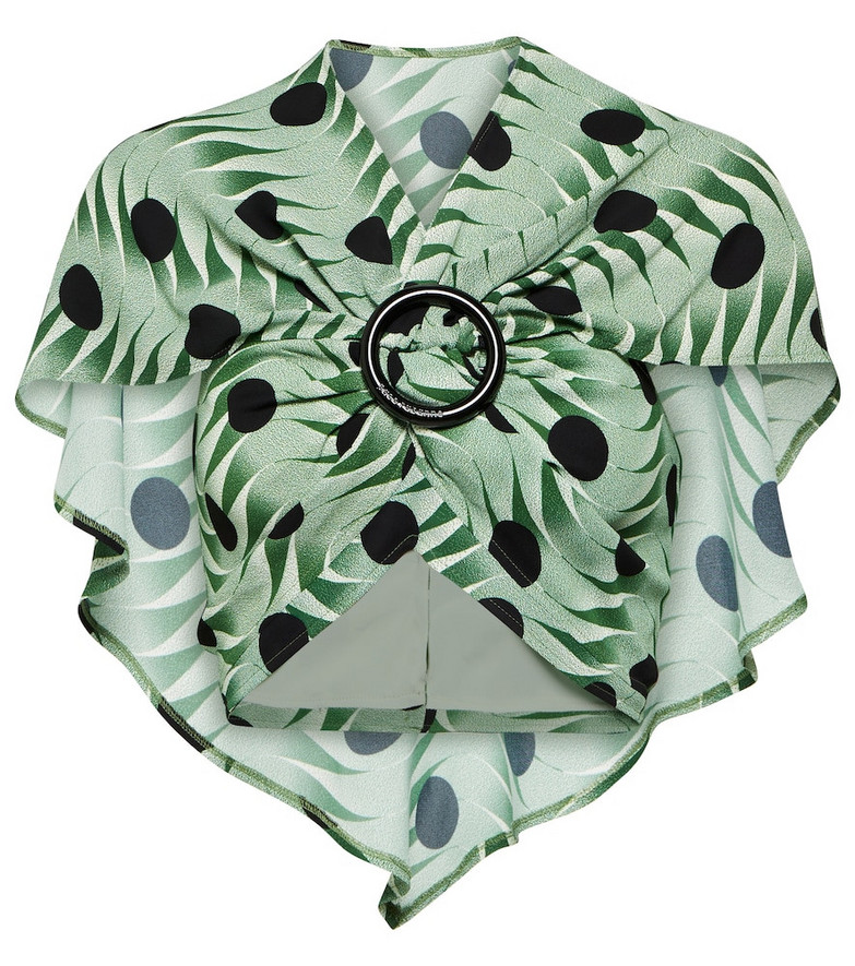 Paco Rabanne Printed cape crop top in green