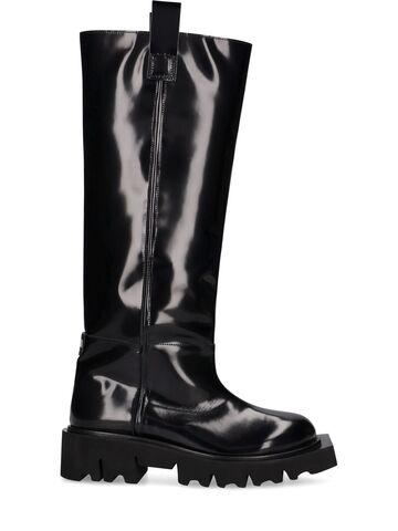 msgm 20mm leather tall boots in black