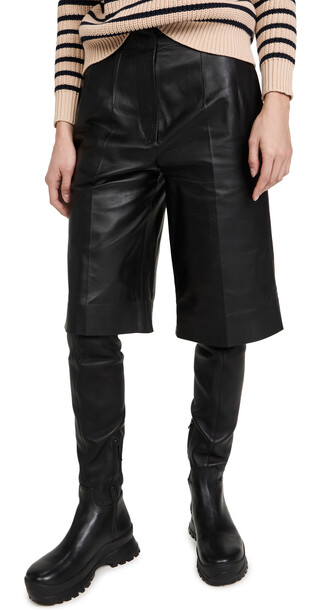 Proenza Schouler Leather Knee Length Shorts in black