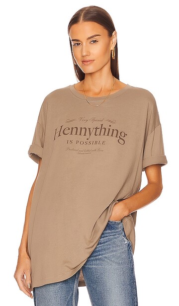 The Laundry Room Hennything Is Possible Oversized Tee in Tan in camel / gold