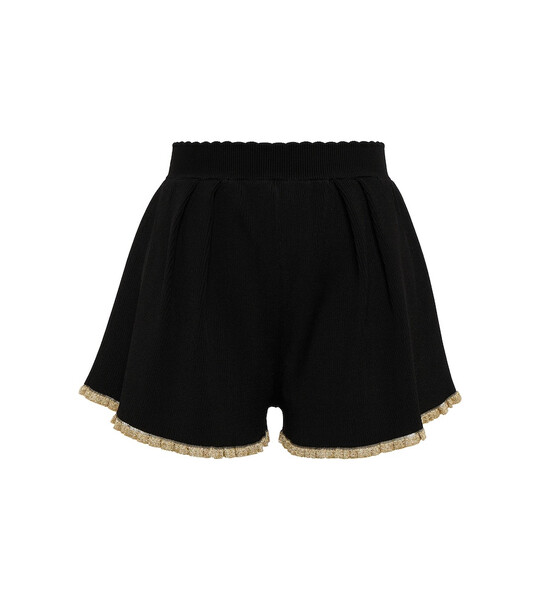 Paco Rabanne Ribbed-knit shorts in black
