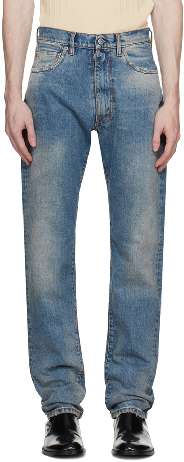 maison margiela blue five-pocket jeans in indigo