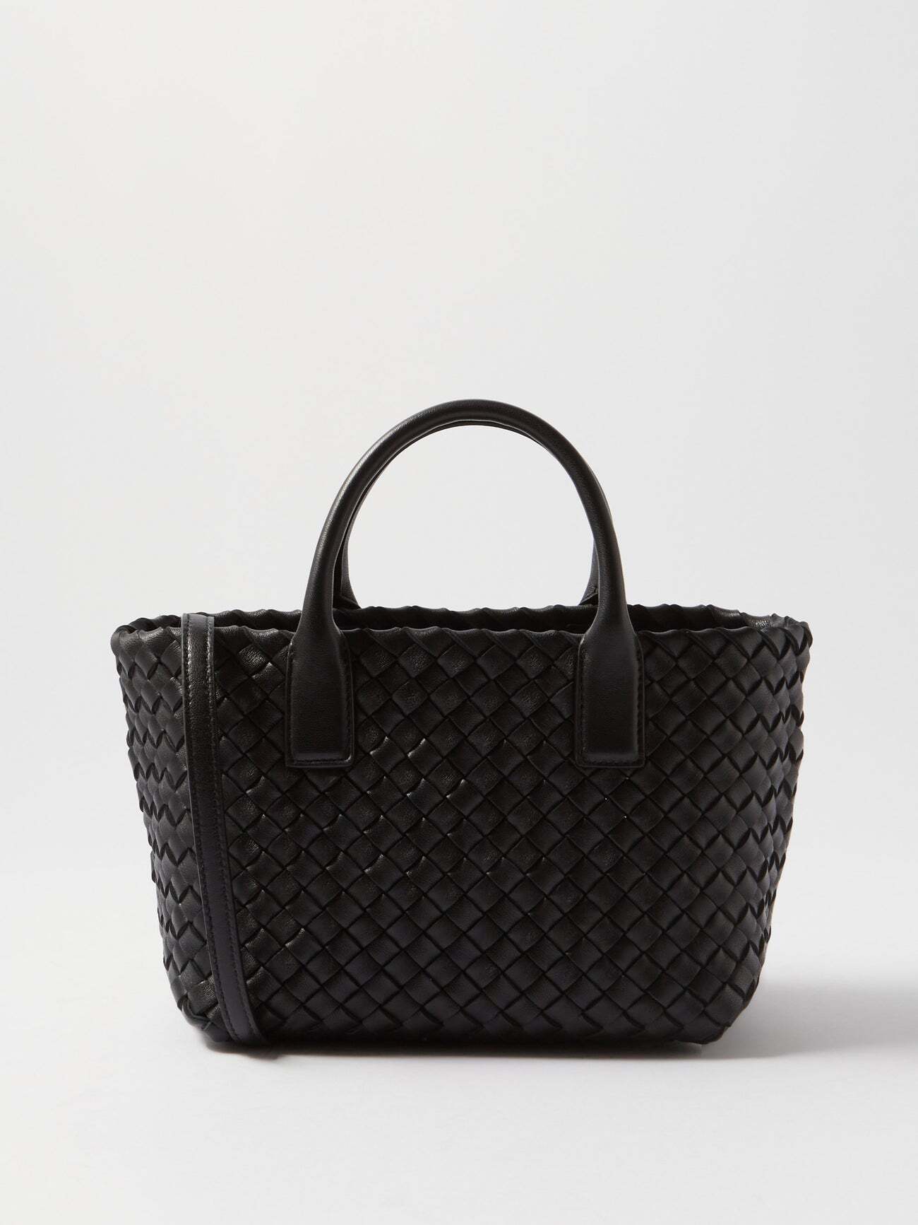 Bottega Veneta - Cabat Mini Intrecciato-leather Top-handle Bag - Womens - Black