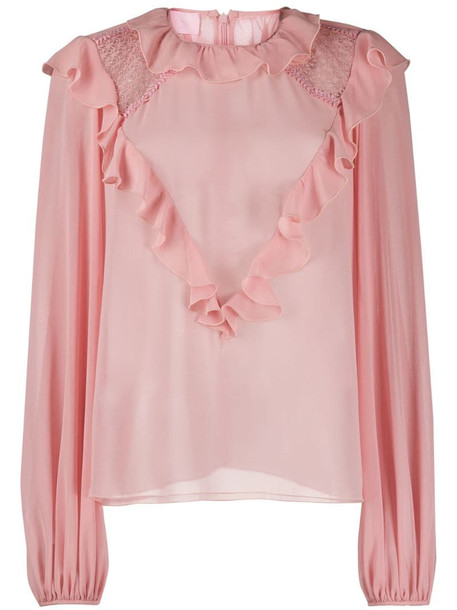 Giamba ruffle trim blouse in pink