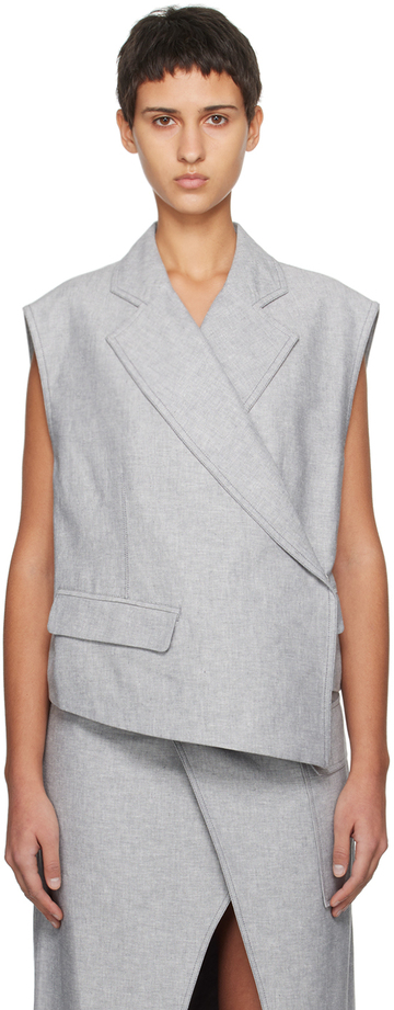 remain birger christensen gray asymmetric boxy vest