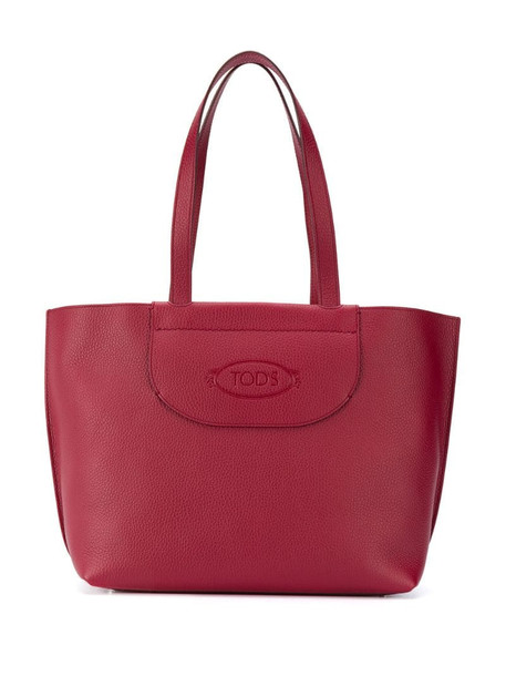 Tod's medium debossed-logo shopping bag in red