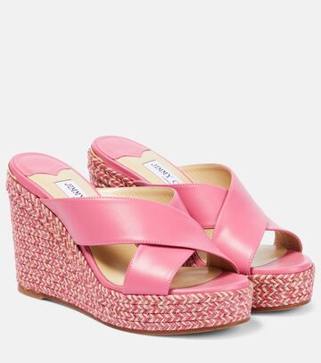 jimmy choo dovina 100 leather wedge sandals in pink