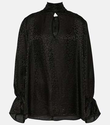 nina ricci cutout jacquard blouse in black