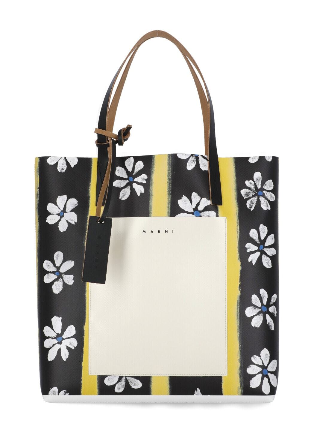Marni Shopping Bag With Daisy Lane Print in black / white