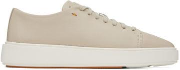 santoni beige leather sneakers